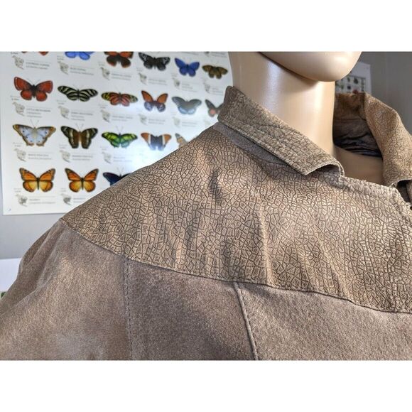 Vintage 80s Berman's Leather Jacket Cropped Vest Front Brown Moto Suede Size S - Picture 11 of 15